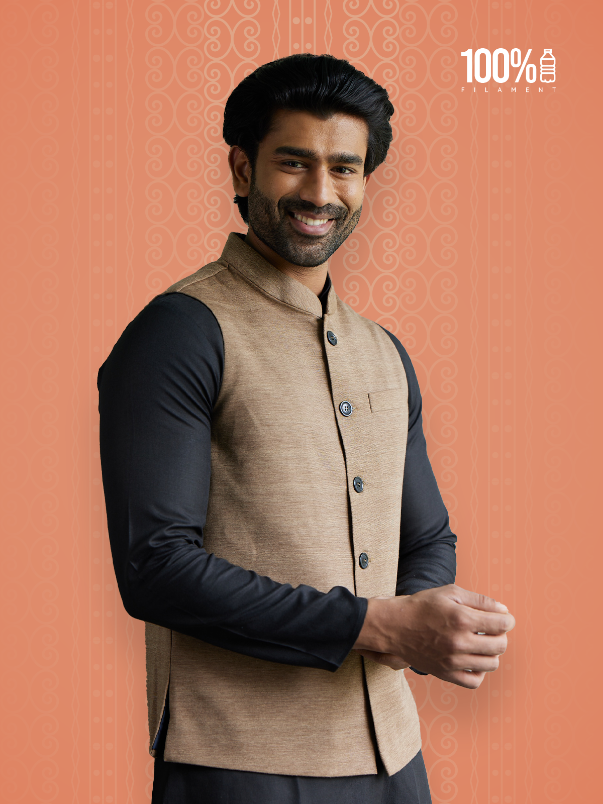 Side profile of Men’s Modi Coat Dual Tone Nut Brown
