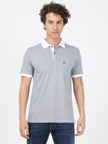 Mens Double Colored Polo Tshirt- Navy