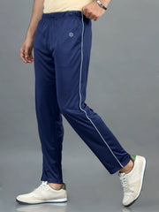 RPET Men's Track Pant with Piping - Navy with Mint