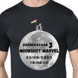 Men's Round Neck with Chest Print - Chandrayaan-3 with Flag