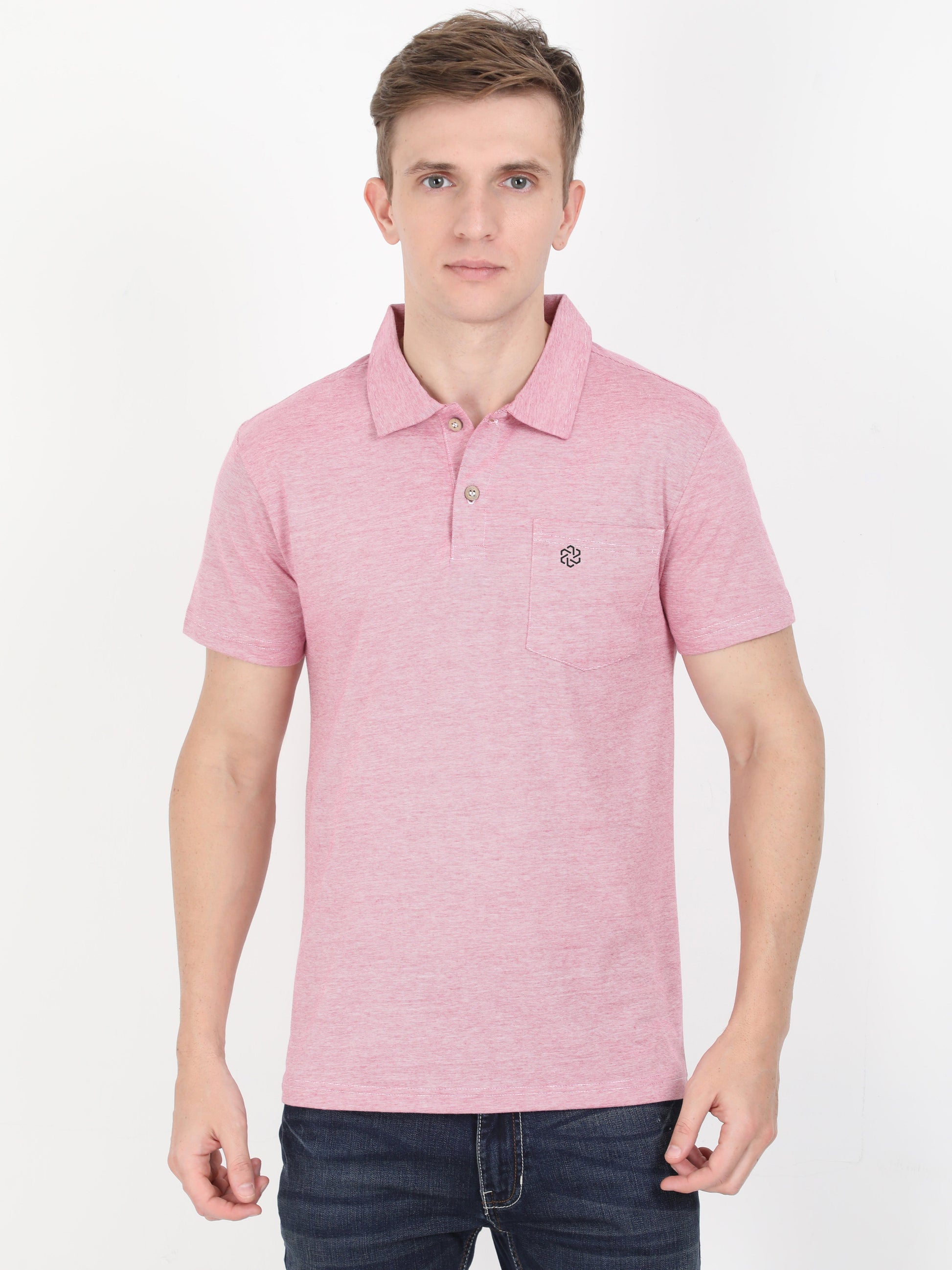 Solid Polo Tshirt for Men - Pink