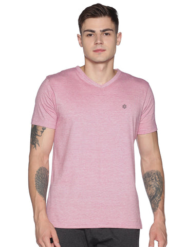 Men's rPET with Recycled Cotton V-Neck TShirt - Pink