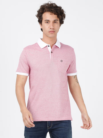 Double Colored Polo Tshirt for Men - Pink