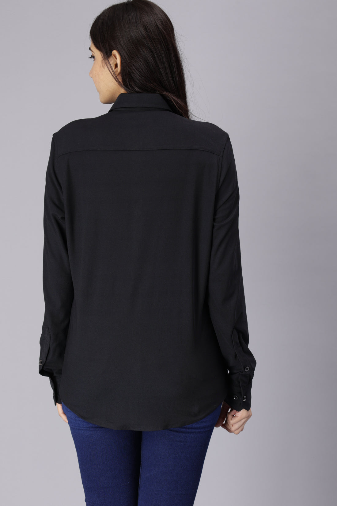 Women's rPET Casual Full Sleeve Shirt - Black