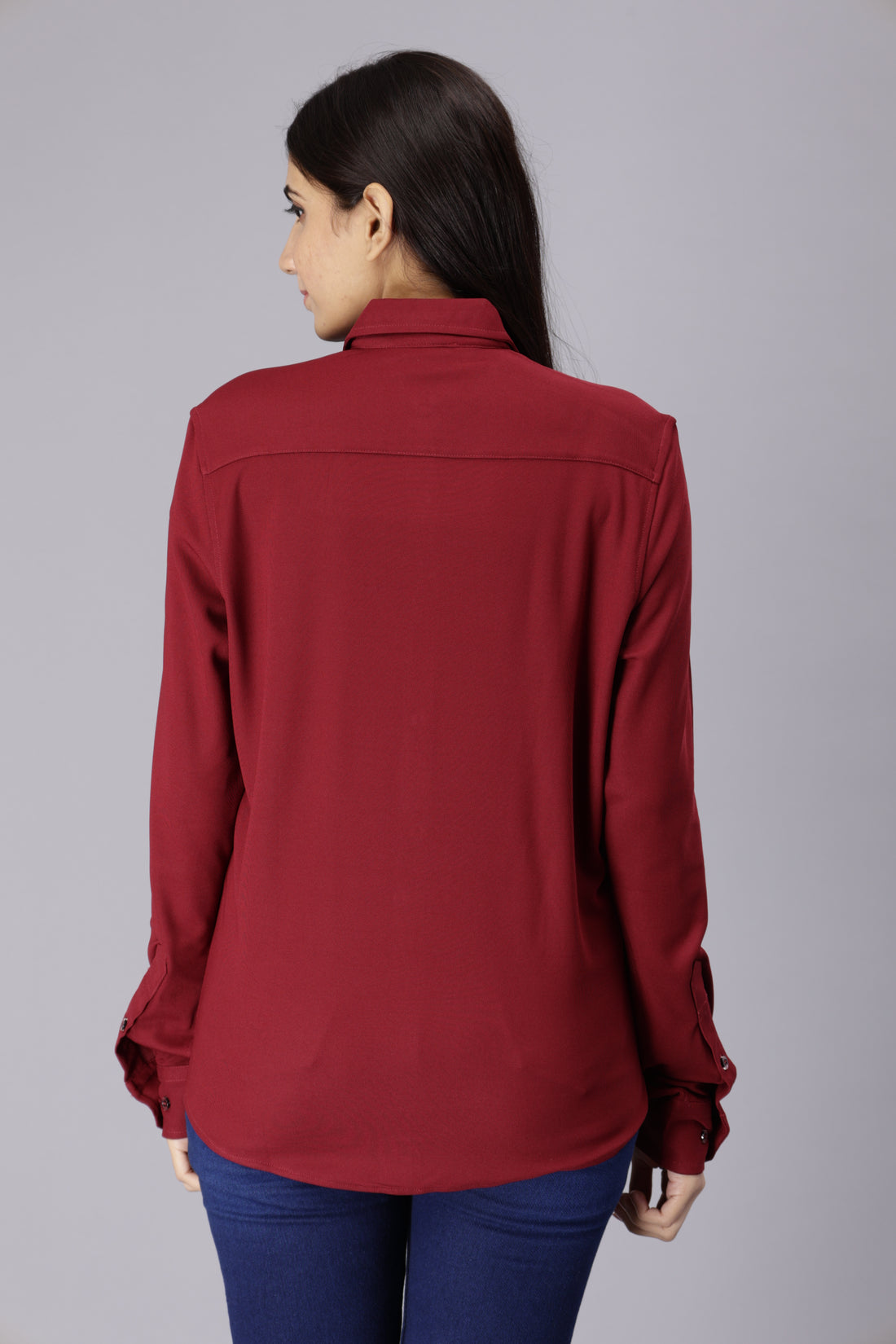 Women's rPET Casual Full Sleeve Shirt - Red Wine