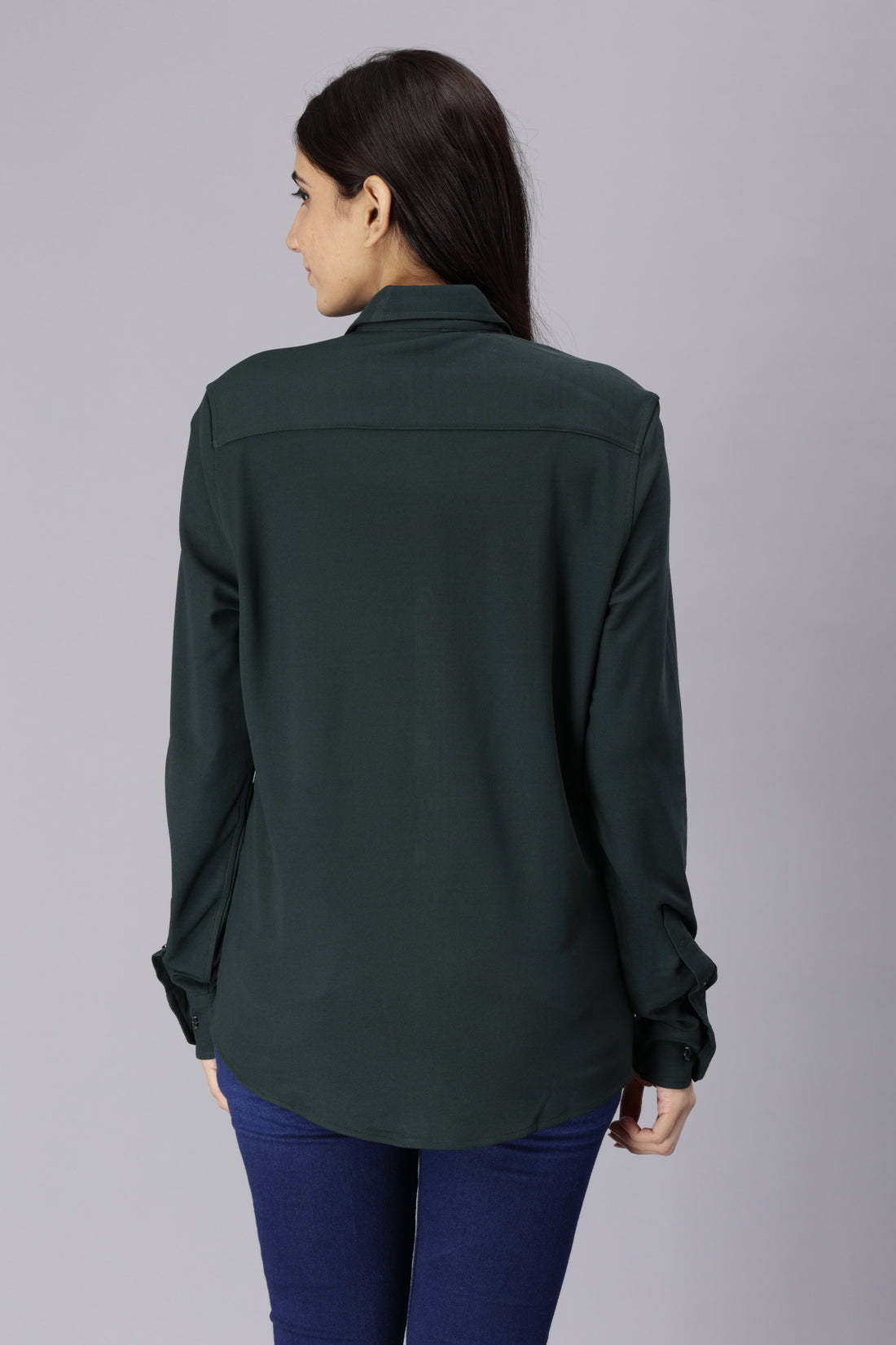 Women's rPET Casual Full Sleeve Shirt - Bottle Green
