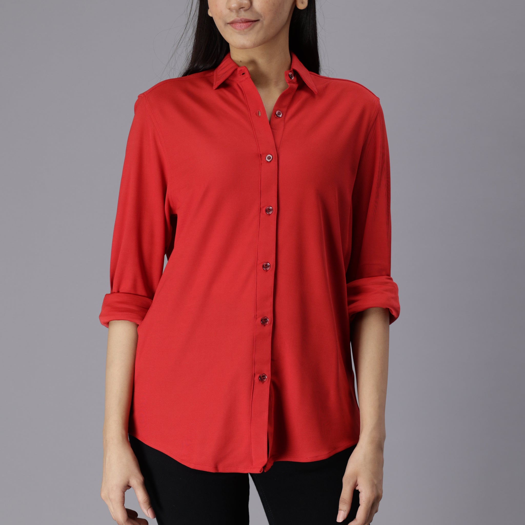 Women's rPET Casual Full Sleeve Shirt - Arrow Red