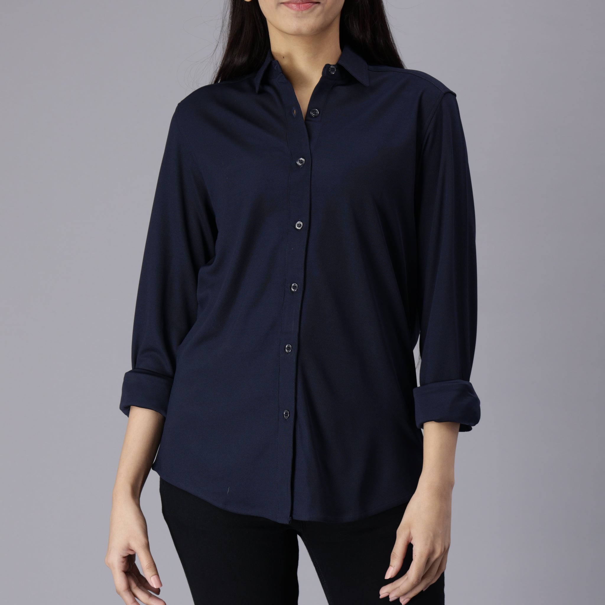 Women's rPET Casual Full Sleeve Shirt - Navy