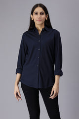 Women's rPET Casual Full Sleeve Shirt - Navy