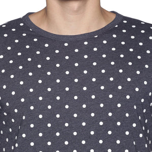 Men's Cotton Polka Dots Round Neck TShirt