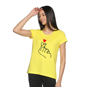 Women's Cotton Round Neck TShirt - Heart - Sphagetti Squash