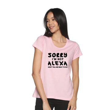 Women's Cotton Round Neck TShirt - Alexa - Candy Pink