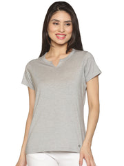 Women's rPET with Recycled Cotton Lazy Round Neck TShirt - Steel Grey