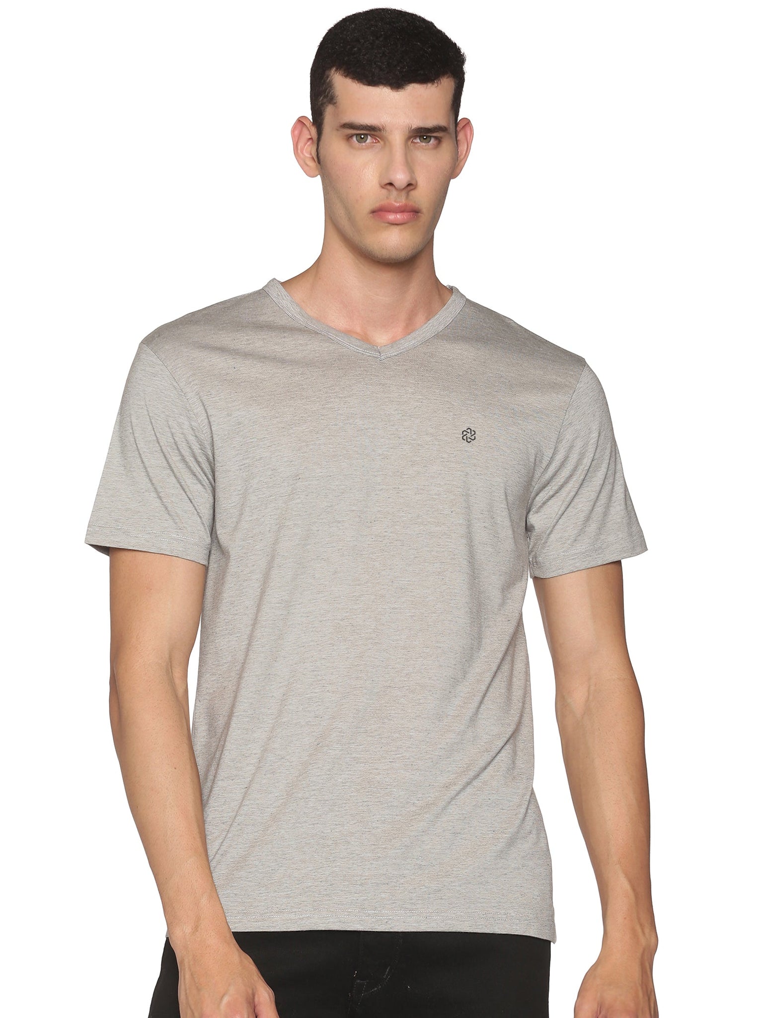 Men's rPET with Recycled Cotton V-Neck TShirt - Steel Grey