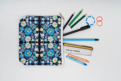 Elegant Printed Vanity Pouch - Pack of 1 (Size: 20x15x3.5) - Black Sea with Flower Print