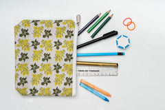 Elegant Printed Vanity Pouch - Pack of 1 (Size: 20x15x3.5) - Olive Green