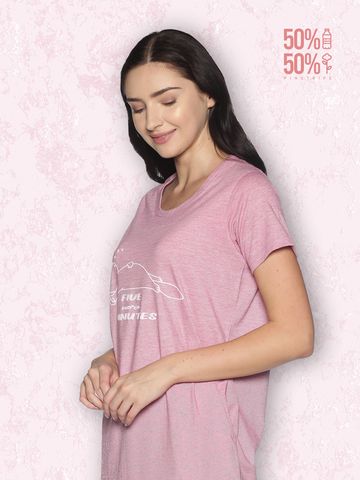 Women's rPET with Recycled Cotton Tee Dress - Pink