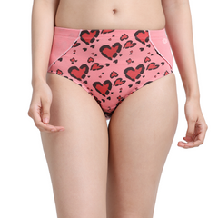 Women's Overlap Hipster - Heart Print & Light Salmon