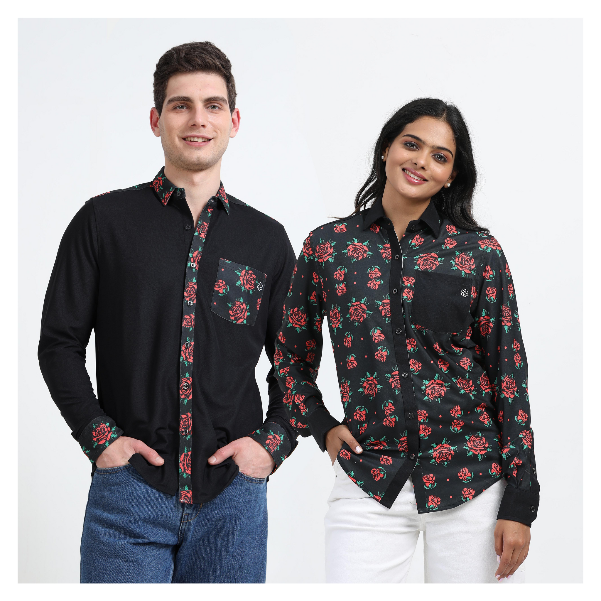 Couple Valentine's rPET Printed Full Sleeve Shirt
