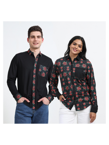 Couple Valentine's rPET Printed Full Sleeve Shirt