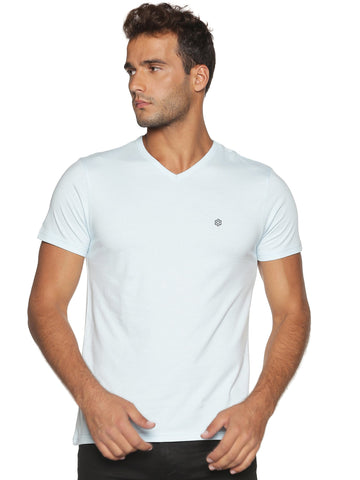 Men's Recycled Cotton V-Neck TShirt - Whispy Blue