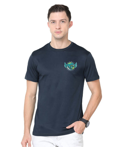 Men's Round Neck with Chest Print - Planet Warrior - Navy