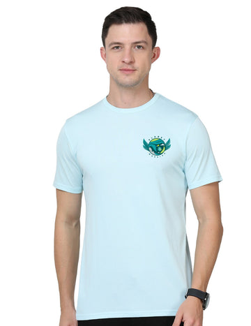 Men's Round Neck with Chest Print - Planet Warrior - Mint