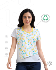 Women's rPET Lemon Printed Asymmetrical Top