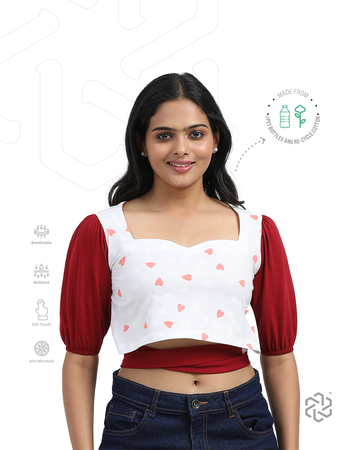 Women's rPET & Recycled Cotton Sweetheart Top with tie Up Bow