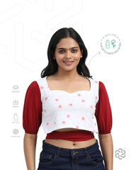 Women's rPET & Recycled Cotton Sweetheart Top with tie Up Bow