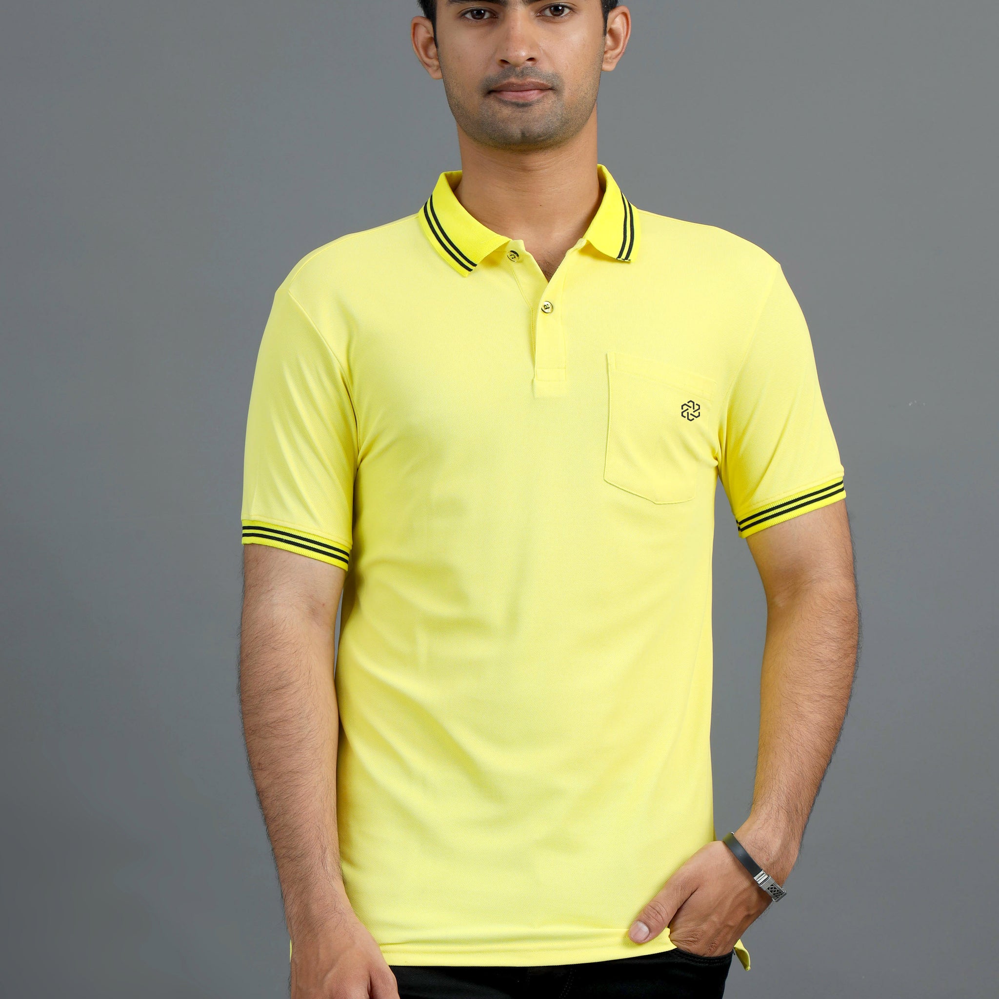 Casual Mens Polo Tshirt - Yellow and black