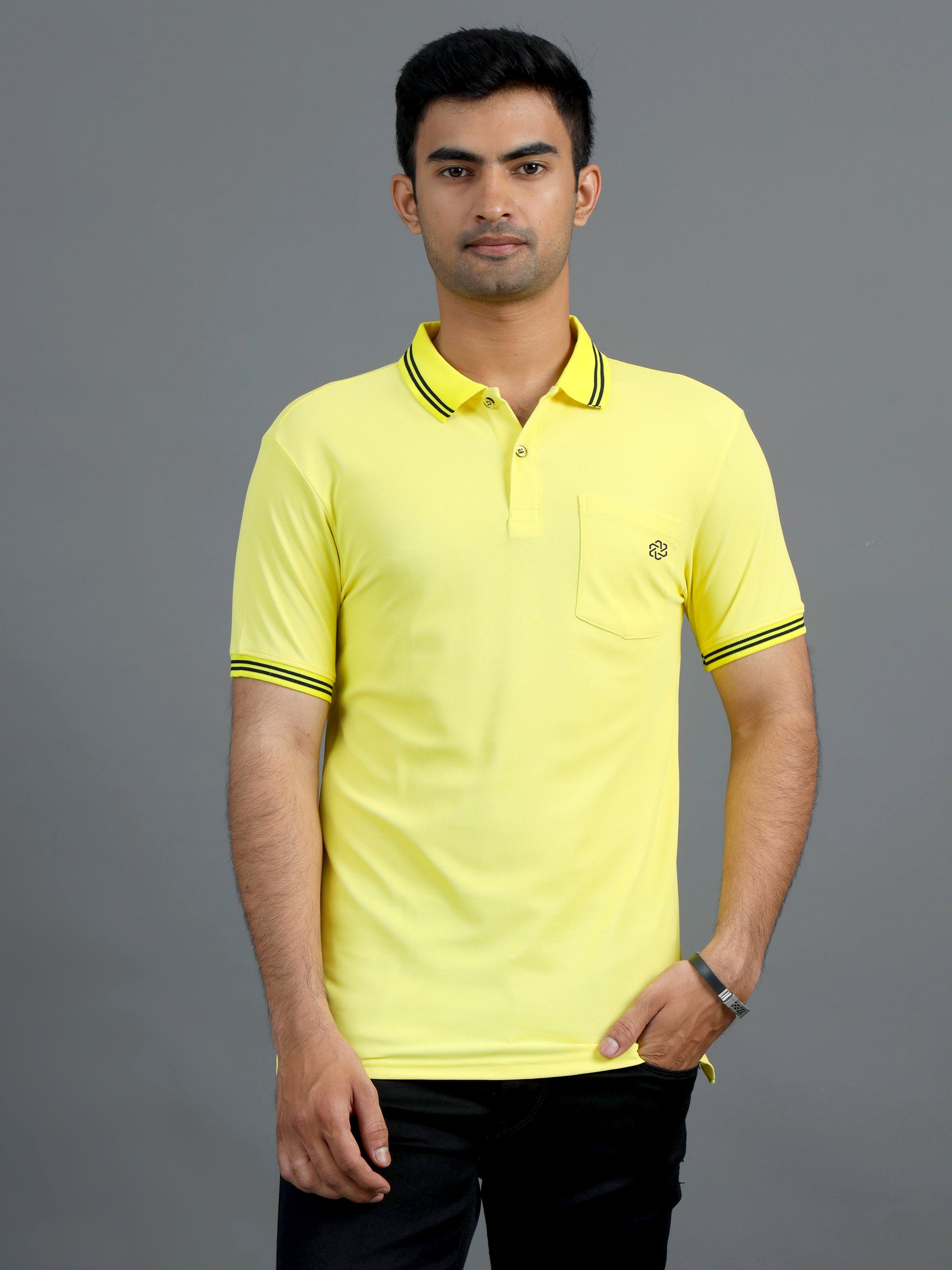 Casual Mens Polo Tshirt - Yellow and black
