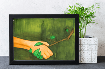 لوحة فنية من القماش المصنوع يدويًا من مادة البولي إيثيلين تيرفثاليت لحفظ الطبيعة من قبل الفنان