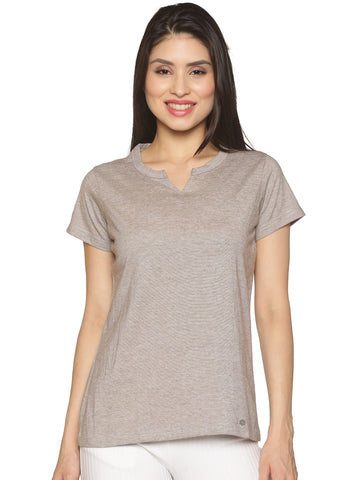 Women's rPET with Recycled Cotton Lazy Round Neck TShirt - Nut Brown