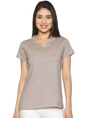 Women's rPET with Recycled Cotton Lazy Round Neck TShirt - Nut Brown