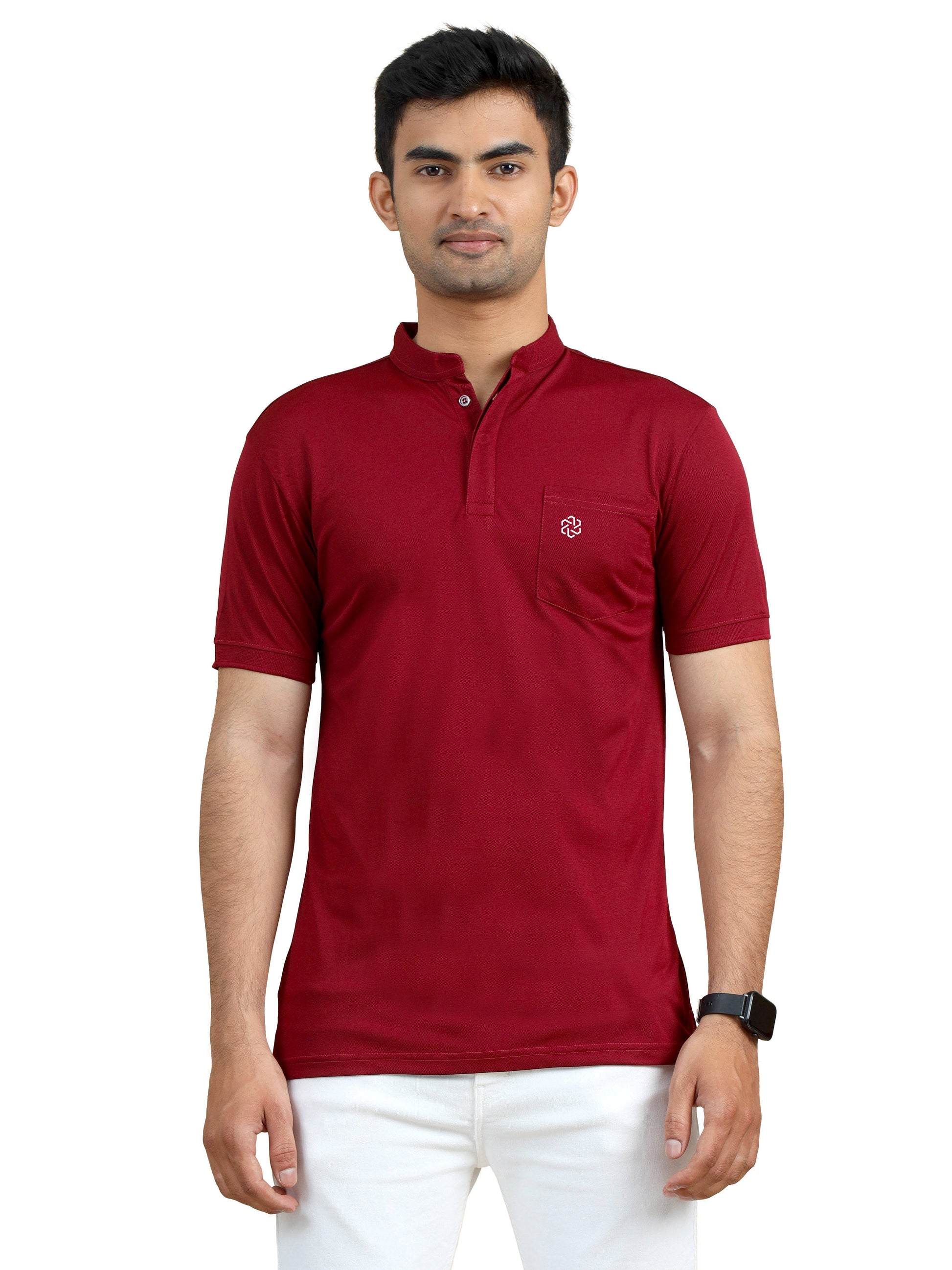 Buy Polo T-Shirt for Men Chinese Collar Polo T-Shirt Redwine